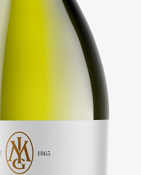 Green Glass White Wine Bottle Mockup