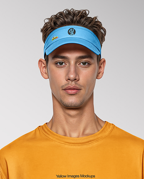 Young Man Wearing Oversized T-Shirt and Visor Cap Mockup