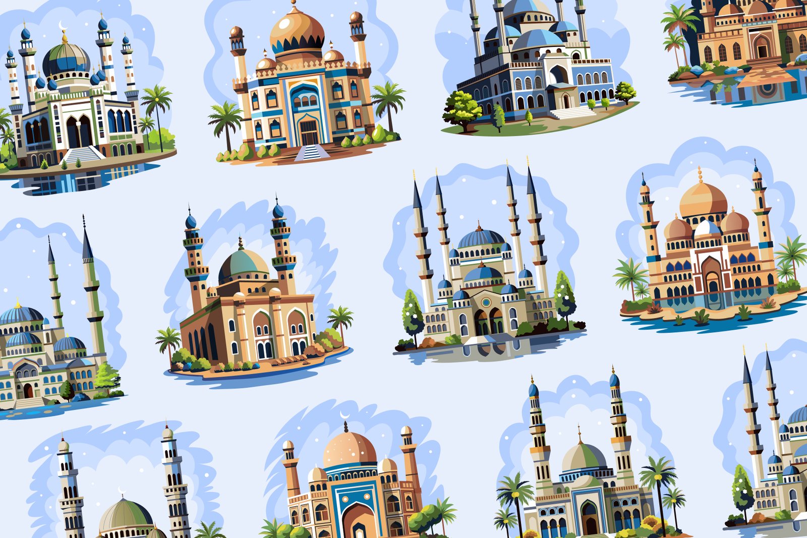 Mosque Illustration Art Set