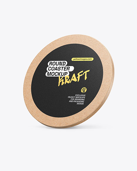 Kraft Beverage Coaster Mockup - Frosted mug mockup
