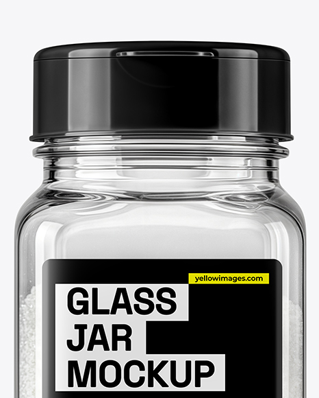 Square Plastic Jar with Fine Salt Mockup