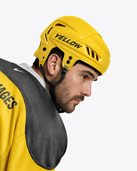 Man Wearing Full Ice Hockey Kit Mockup