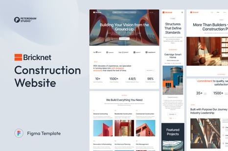 Bricknet - Construction Website UI Figma Template - UI Kits & UX Wireframes