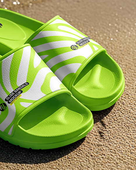 Slide Sandals on the Beach Mockup