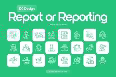 Report or Reporting Icon Set - Financial report icon
