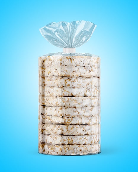 Transparent Package with Puffed Cakes Mockup