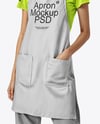 Asian Woman Wearing Apron and T-Shirt Mockup