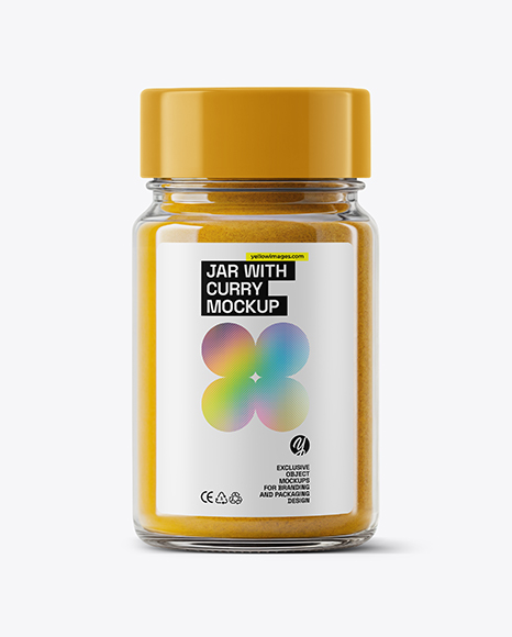 Clear Glass Jar with Curry Mockup - Realistic mockups