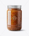 Glass Jar with Sweet Relish Sauce Mockup