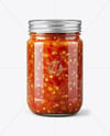Glass Jar with Sweet Relish Sauce Mockup