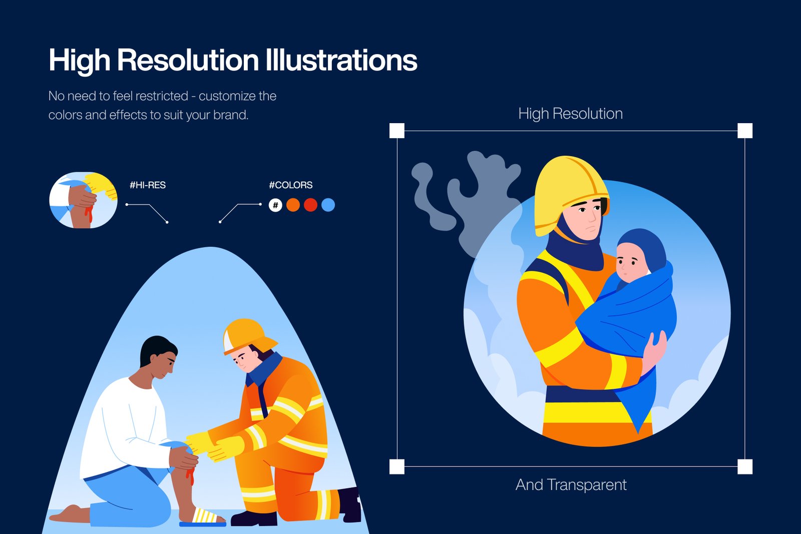 Firefighter Illustration Art Set