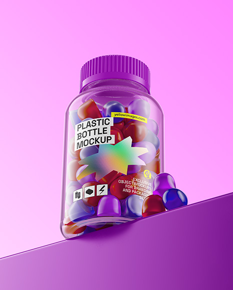 Plastic Bottle with Gummies Mockup - Plastic cup mockup