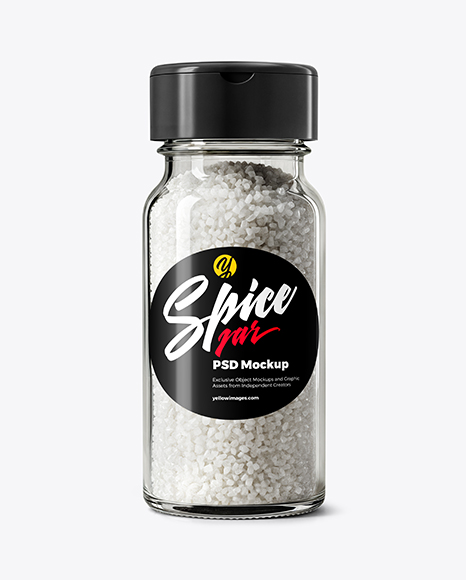 Glass Jar with Coarse Sea Salt Mockup - Realistic mockups