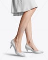 Pair of Pumps on Woman's Legs with Dress Mockup