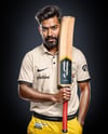 Indian Cricket Player Wearing a Polo with a Bat Mockup