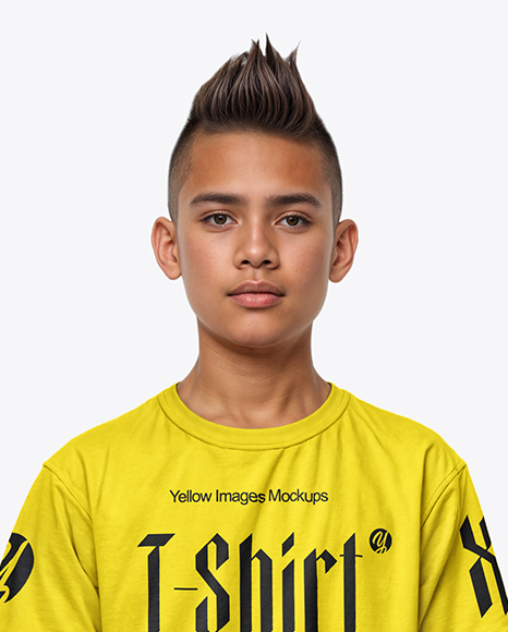 Boy Wearing T-shirt and Ripped Jeans Mockup