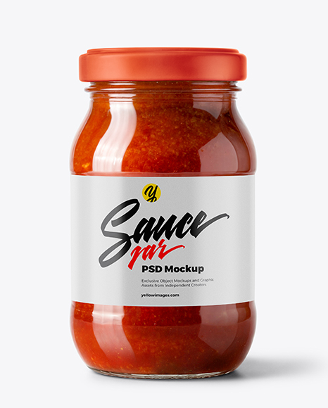 Glass Jar with Tomato Paste Mockup