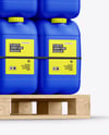 Wooden Pallet With Plastic Jerry Cans Mockup
