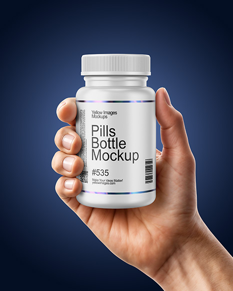 Plastic Pill Bottle in a Hand Mockup