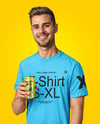Man Wearing a T-shirt Holding 12oz Drink Can Mockup