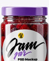 Clear Glass Jar with Mixed Berries Preserves Mockup