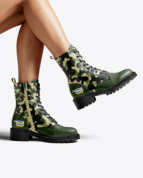 Combat Boots on Women's Legs Mockup - Shoe mockups