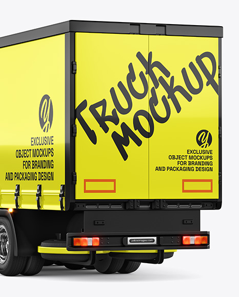 Semi Trailer Truck Mockup - Back Half Side View