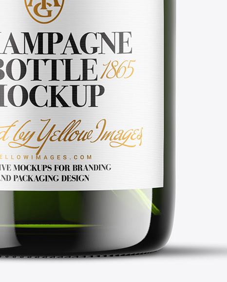 Green Glass Champagne Bottle Mockup