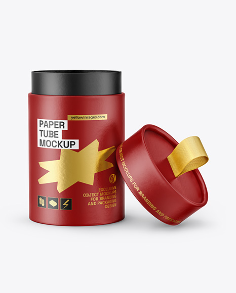 Matte Paper Tube with Pull Tab Mockup