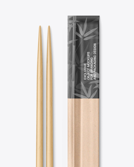 Bamboo Chopsticks with Kraft Package Mockup