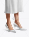 Pair of Pumps on Woman's Legs with Dress Mockup