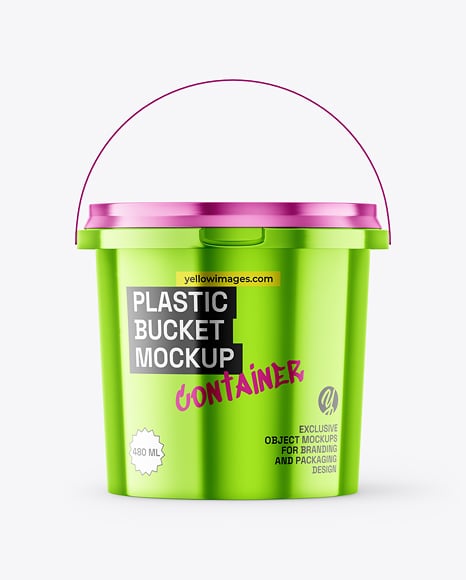 Metallized Plastic Bucket Mockup - Bowl packaging mockup