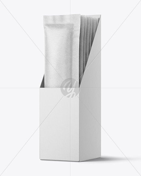 Kraft Sachets in Display Box Mockup