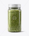 Square Plastic Jar with Parsley Flakes Mockup
