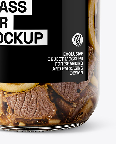 Glass Jar with Canned Stewed Meat Mockup
