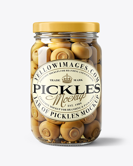 Glass Jar with Champignons Mockup