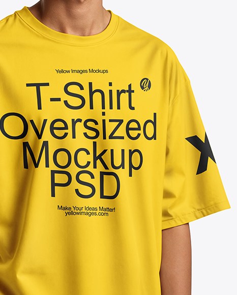Man Wearing Oversized T-Shirt and Sun Visor Mockup