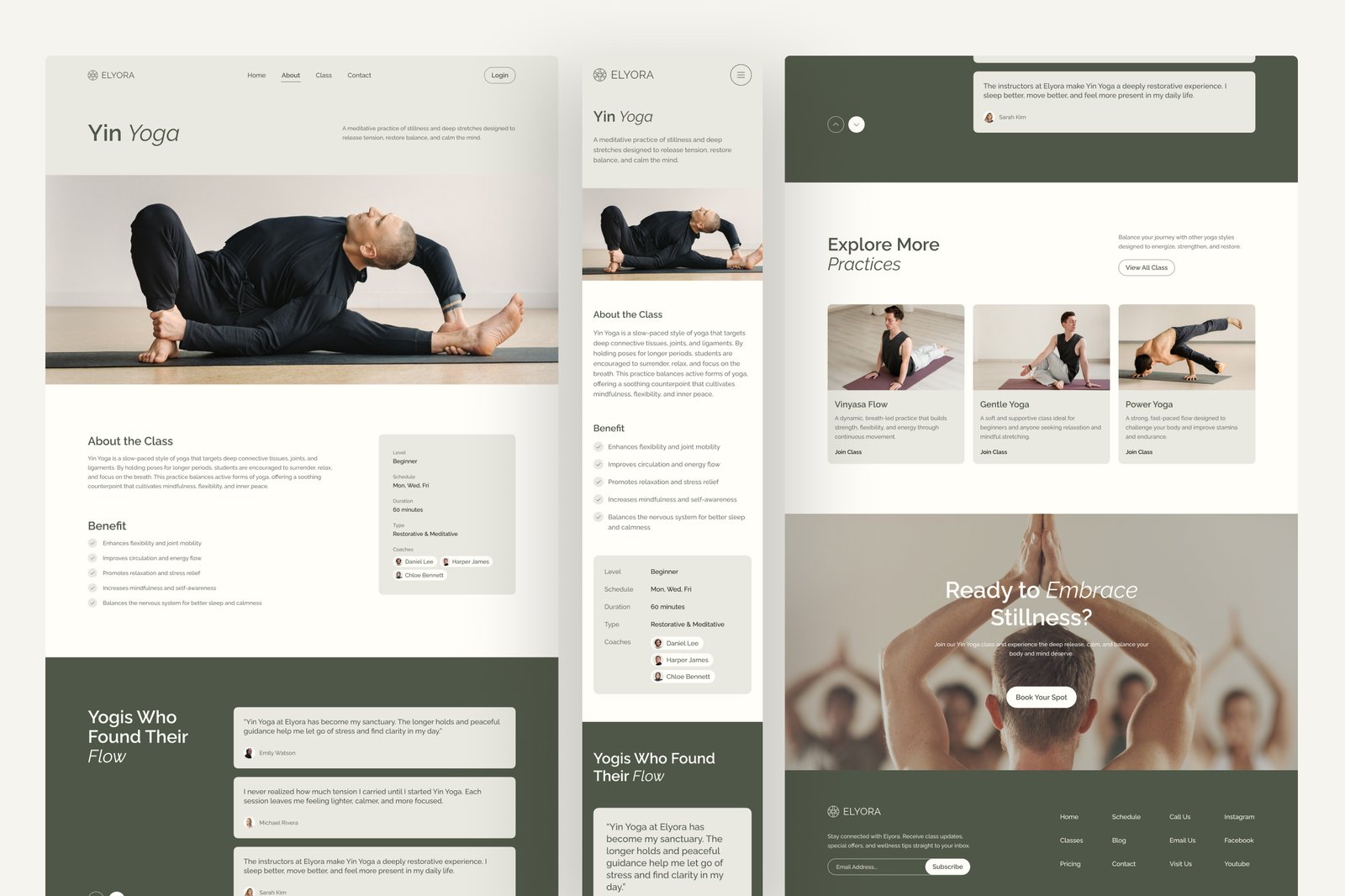 Elyora – Yoga Studio Website UI Figma Template