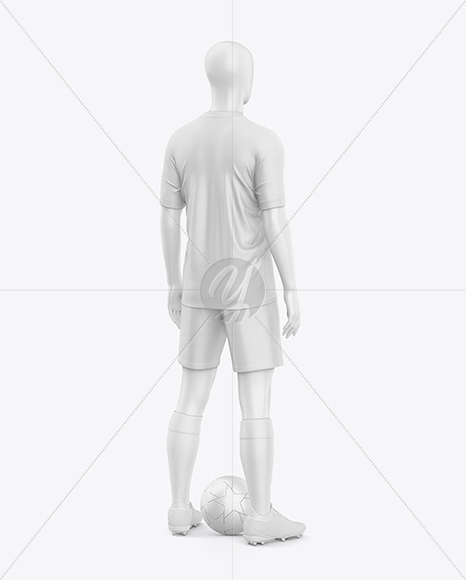 Full Soccer Kit w/ Mannequin Mockup - Back Half Side View