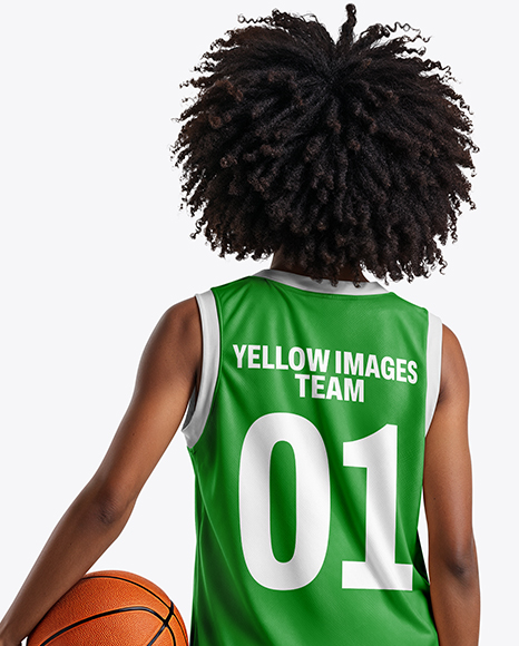 Afro-American Female Basketball Player Wearing Full Basketball Uniform Mockup