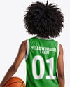 Afro-American Female Basketball Player Wearing Full Basketball Uniform Mockup