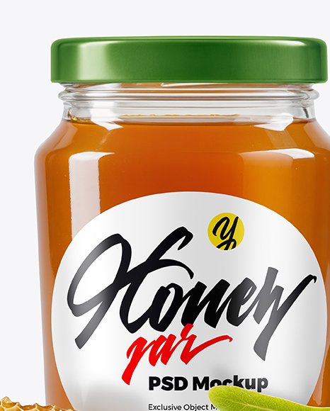 Glass Jar with Linden Honey Mockup
