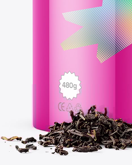 Glossy Paper Tube with Tea Mockup