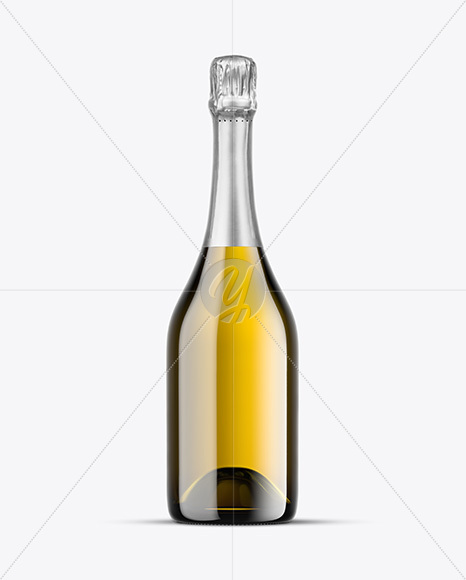 Antique Green Glass Champagne Bottle Mockup