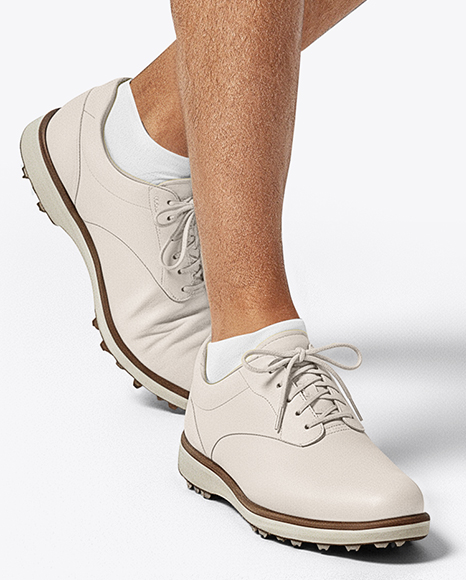 Man Wearing Golf Shirt and Shorts Mockup