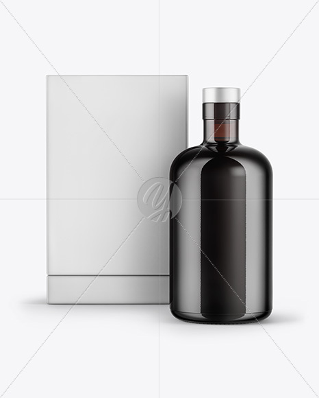 Amber Glass Bottle with Box Mockup