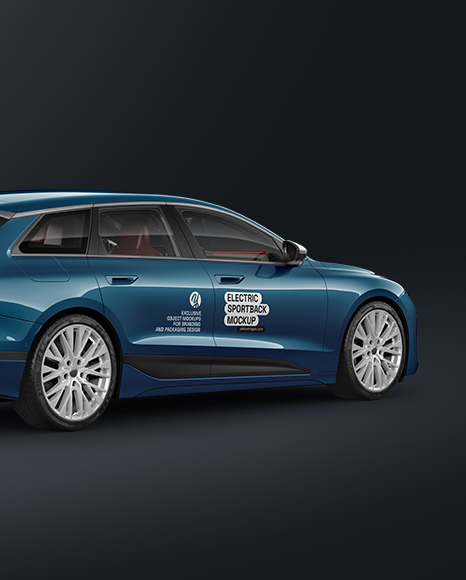 Electric Sportback Car Mockup - Back Half Side View