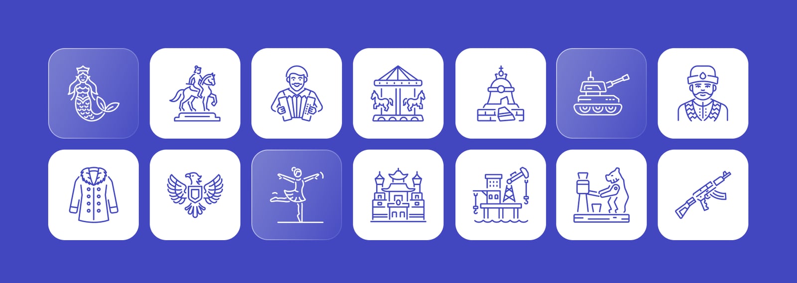Russian Outline Icons Set