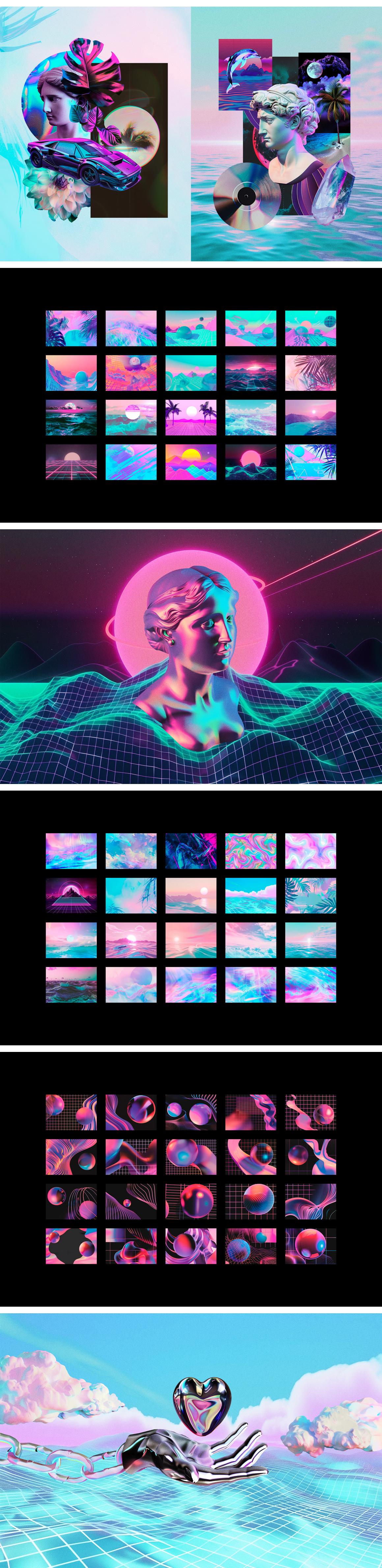 Vaporwave Collage Kit