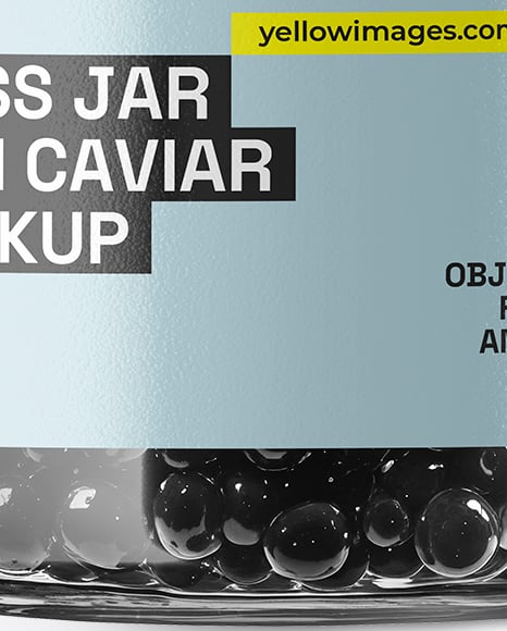 Glass Jar with Black Caviar Mockup